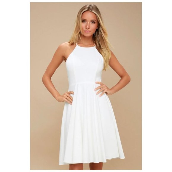 LULU'S Irresistible Charm White Midi Dress sz M Women's - Picture 4 of 9